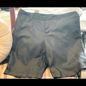 Flat front denim shorts